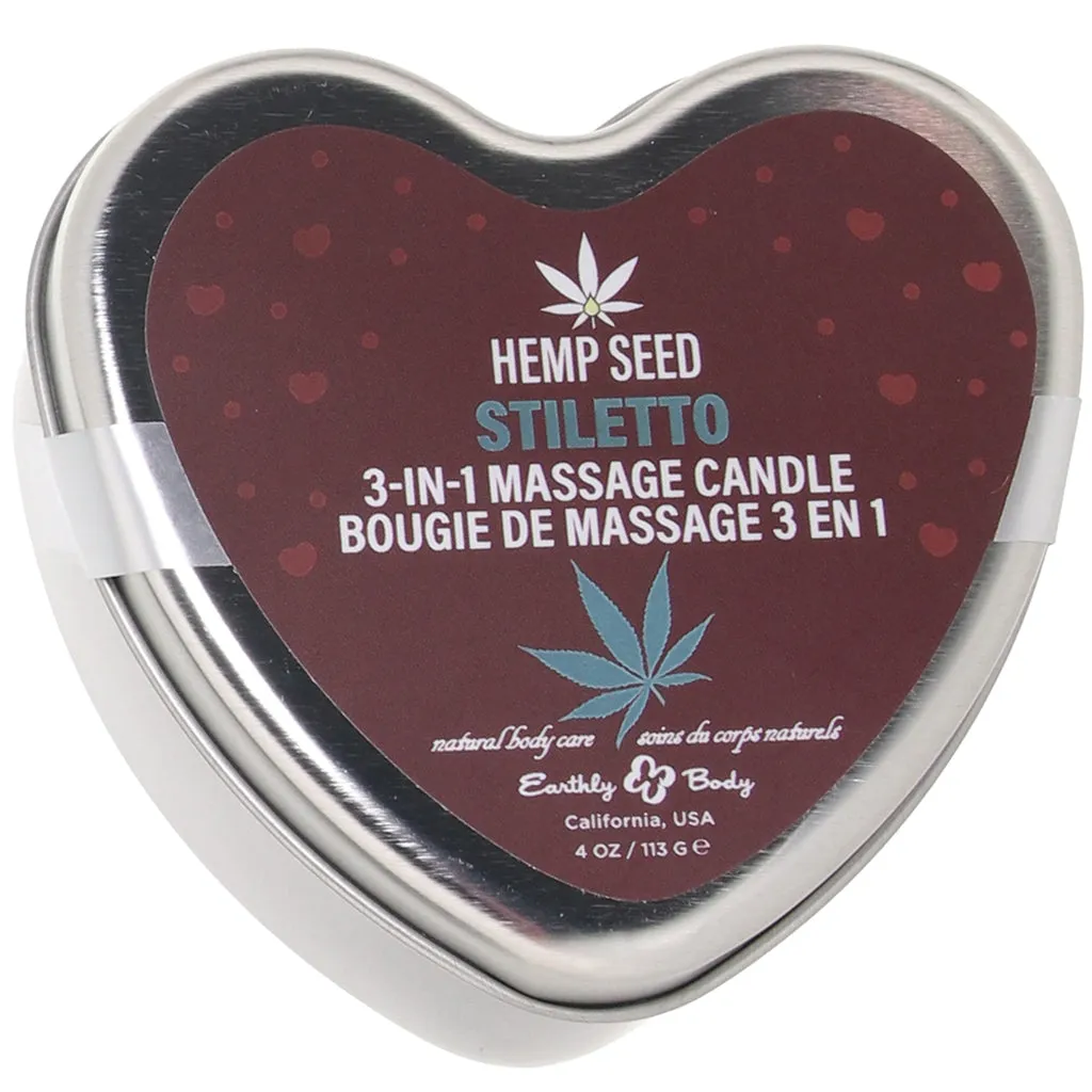 3-in-1 Massage Heart Candle 4oz/113g in Stiletto