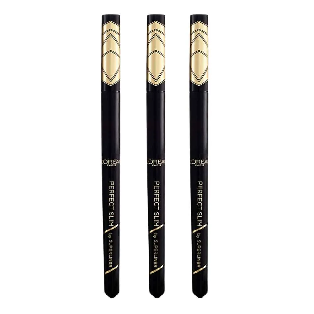 3x L'Oreal Perfect Slim Tip Eyeliner Intense Black
