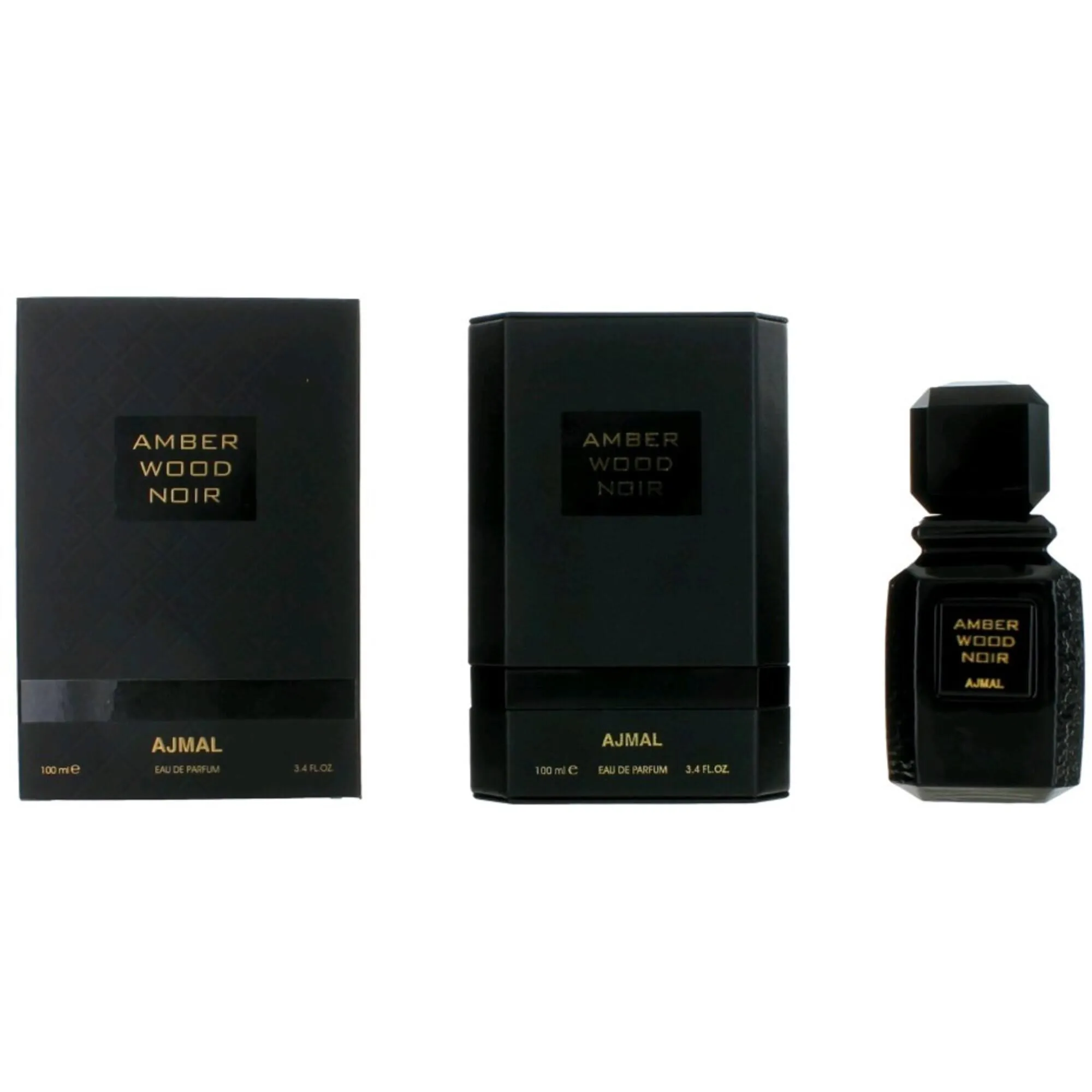 Ajmal Unisex Eau De Parfum Spray - Amber Wood Noir with Woody Floral Musk, 3.4 oz