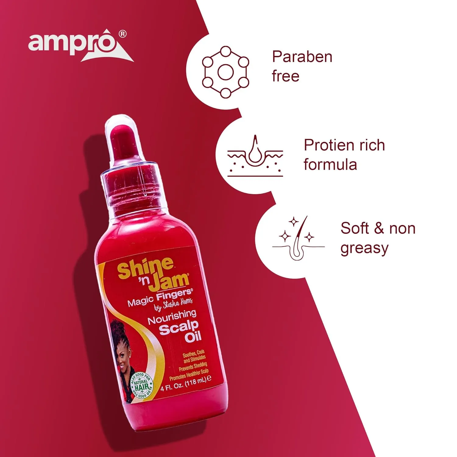 Ampro Shine 'N Jam Magic Fingers Nourishing Scalp Oil - 4 oz