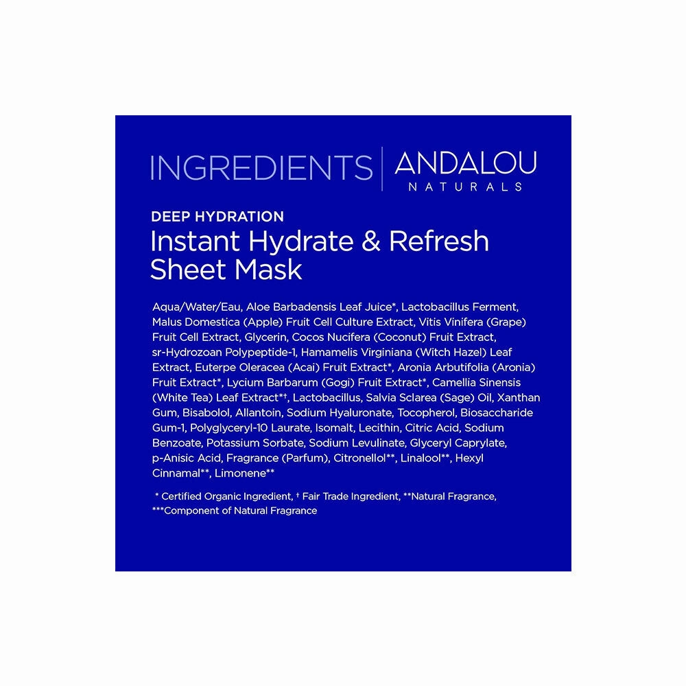 Andalou Naturals Instant Hydrate & Refresh Hydro Serum Facial Mask 18ml