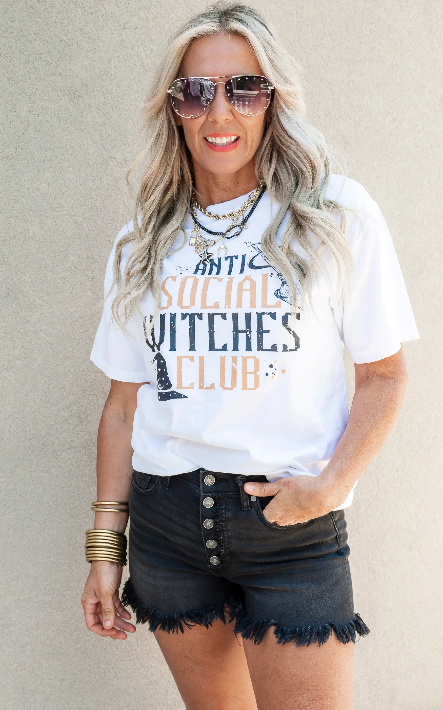 Anti Social Witches Club Garment Dyed Graphic T-shirt - Final Sale**