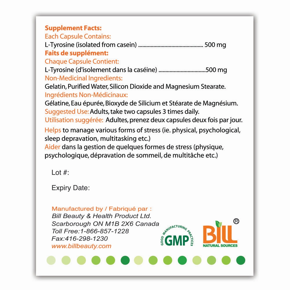 BILL Natural Sources® L-Tyrosine™ 500mg 120 Capsules
