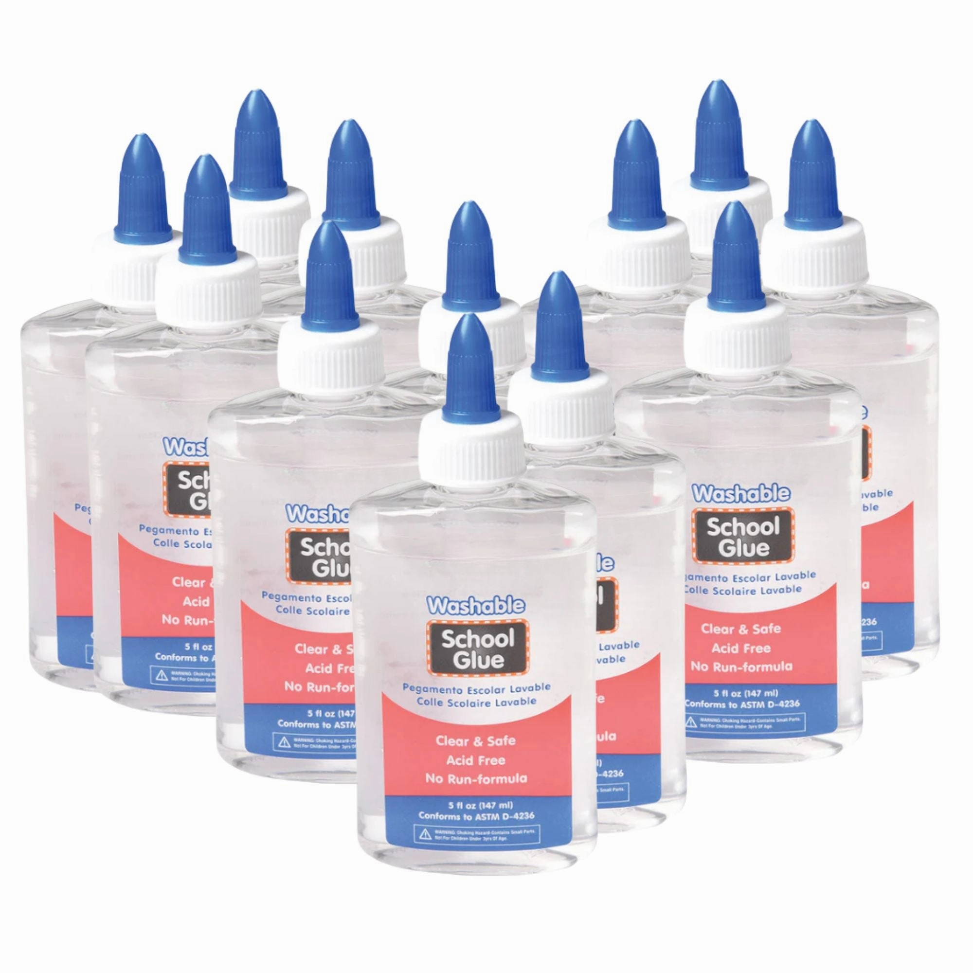 Clear School Glue Classroom Bundle | 12-Pack of 5 oz. Non-Toxic, Washable Slime & Craft Glue