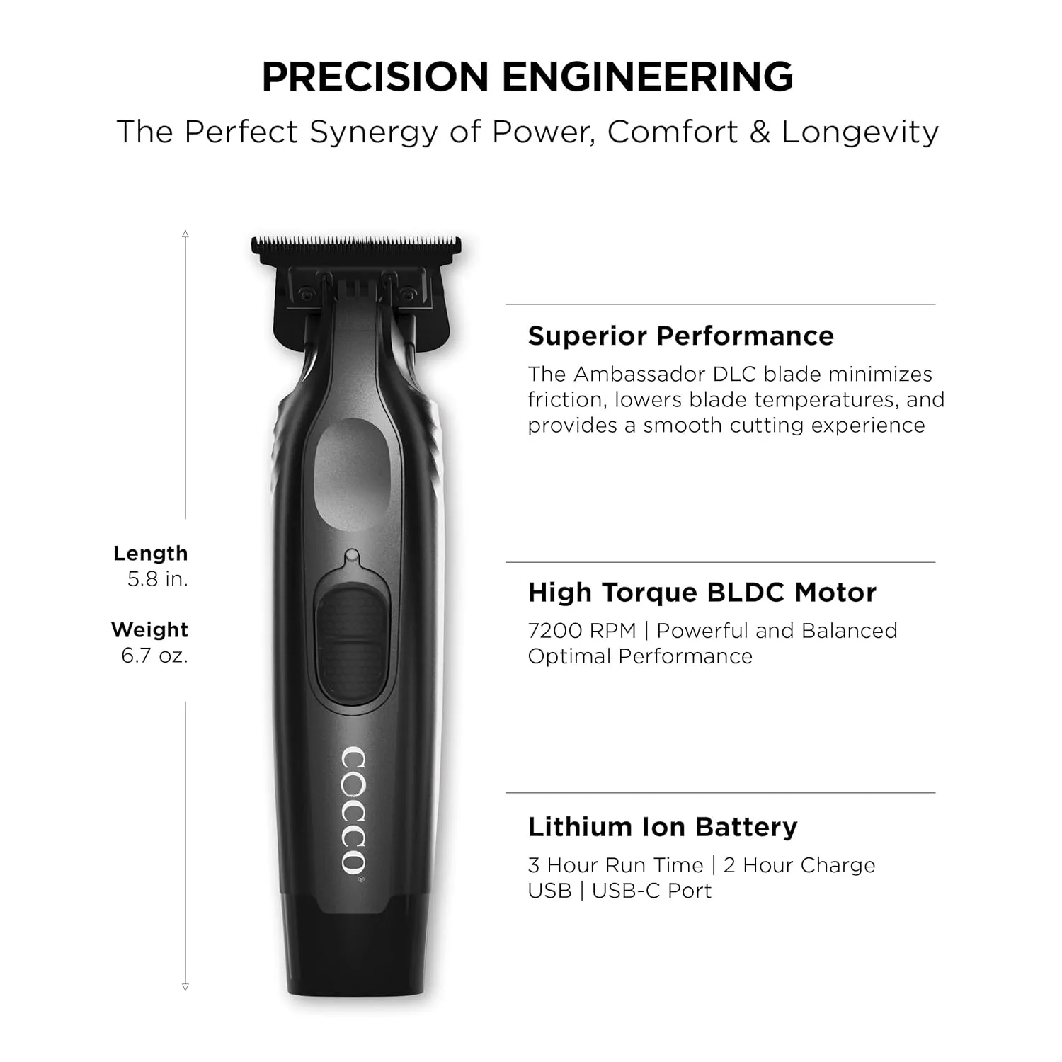 Cocco Veloce Pro Cordless Trimmer - Matte Black