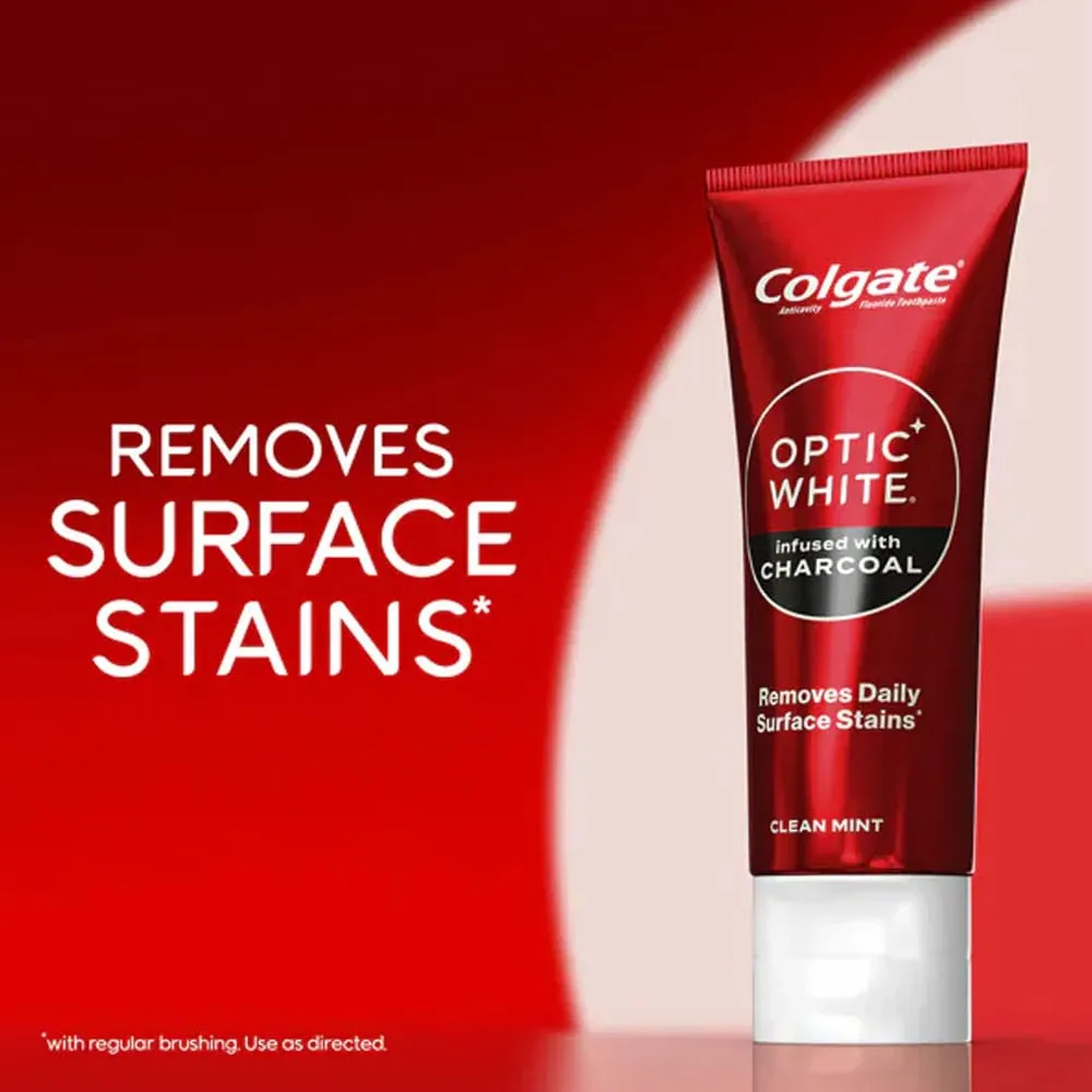 Colgate Toothpaste Optic White Infused With Charcoal Clean Mint 100g