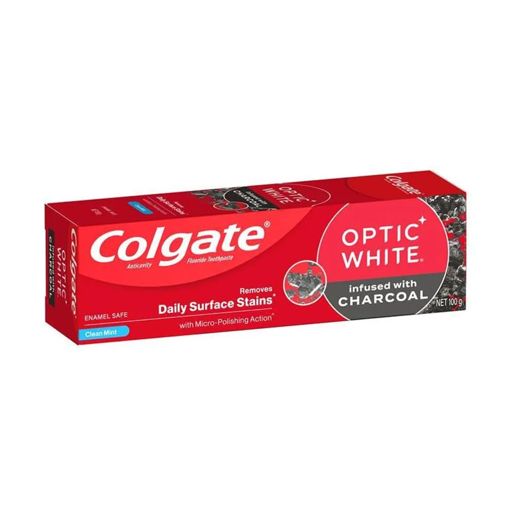 Colgate Toothpaste Optic White Infused With Charcoal Clean Mint 100g
