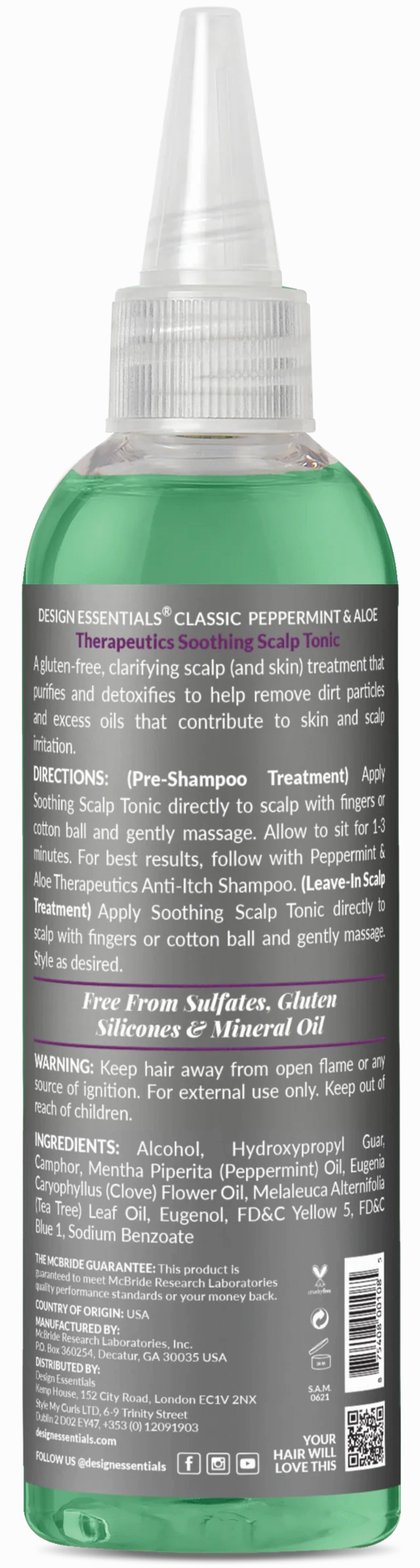 Design Essentials Peppermint & Aloe Soothing Scalp Tonic - 4 oz