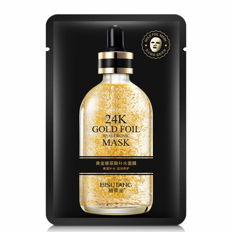 Gold Foil Mask Hyaluronic Acid Facial Mask Moisturizing 10pcs. Box