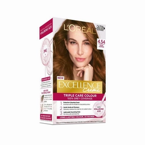 L'Oreal Hair Colour Excellence Creme Triple Care Colour 100% Grey Coverage 4.54 Dark Copper