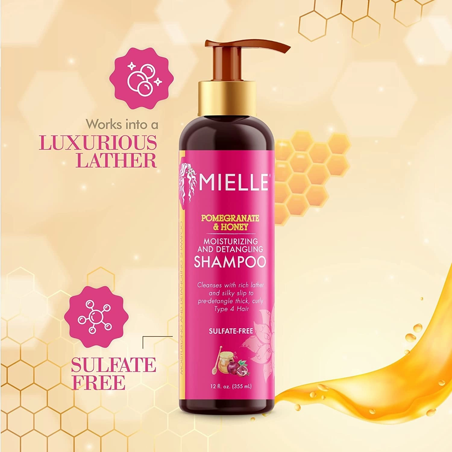 Mielle Organics Pomegranate & Honey Moisturizing and Detangling Shampoo - Choose Size