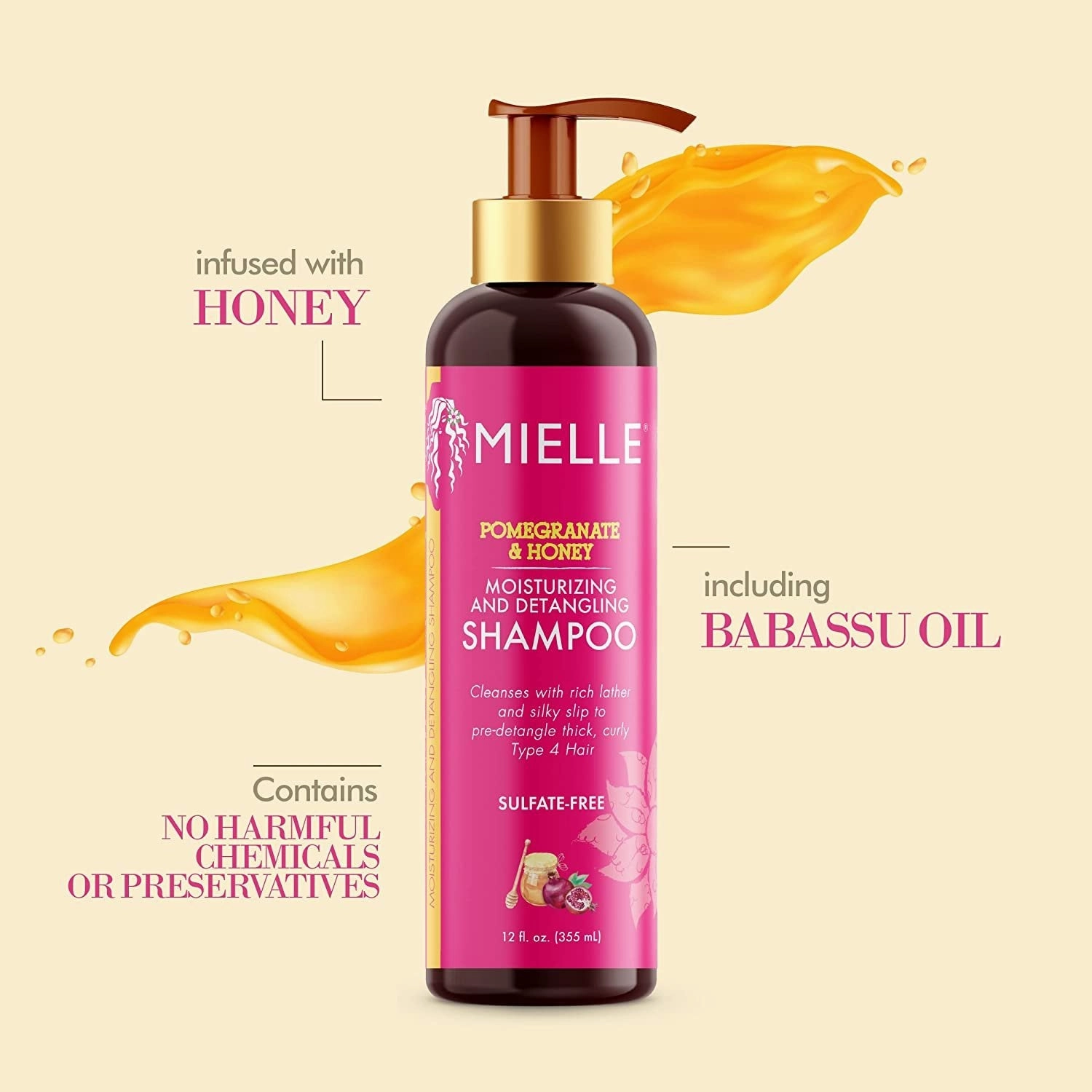 Mielle Organics Pomegranate & Honey Moisturizing and Detangling Shampoo - Choose Size