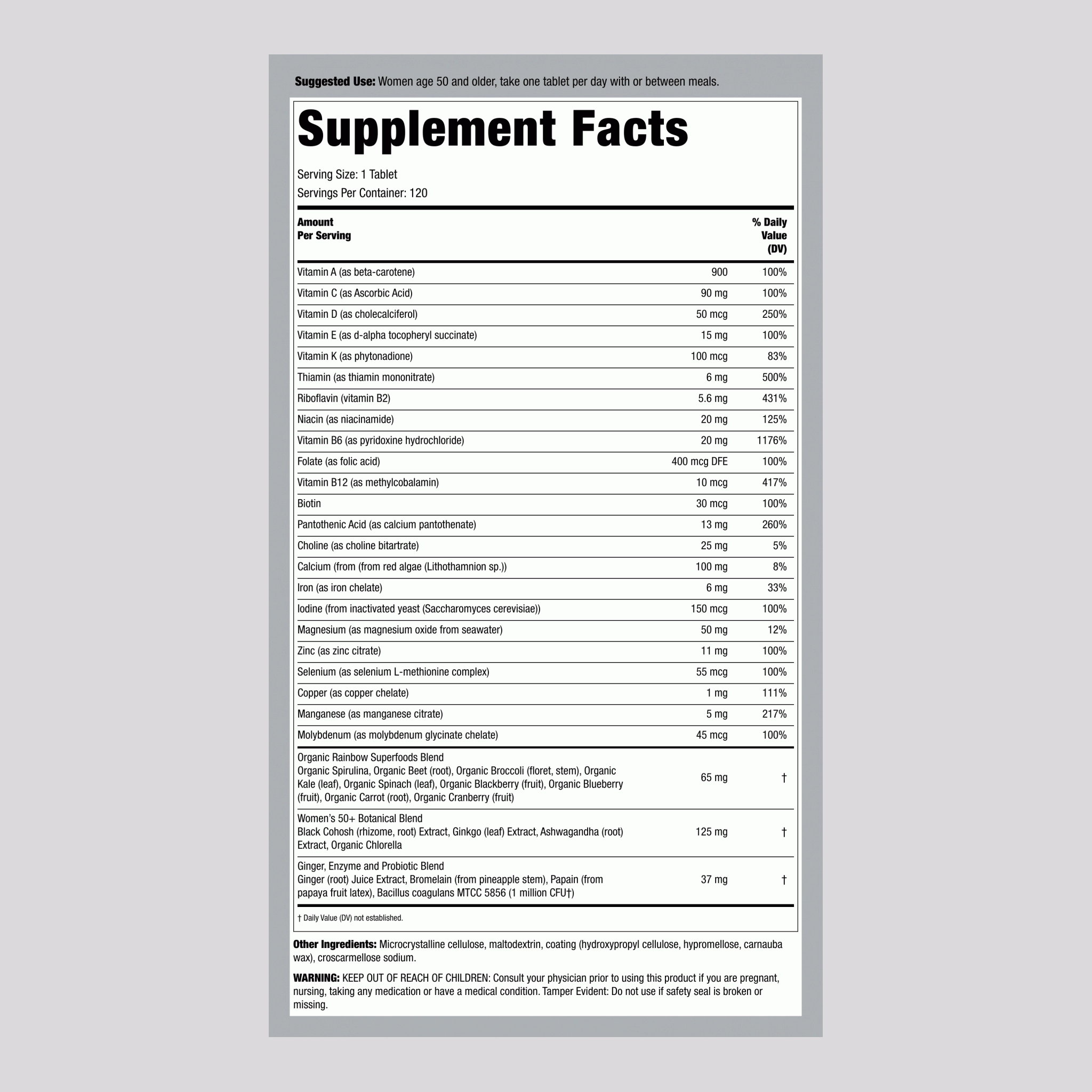 Women's One 50  plus Real Food Nutrients, 120 Vegetarian Caplets